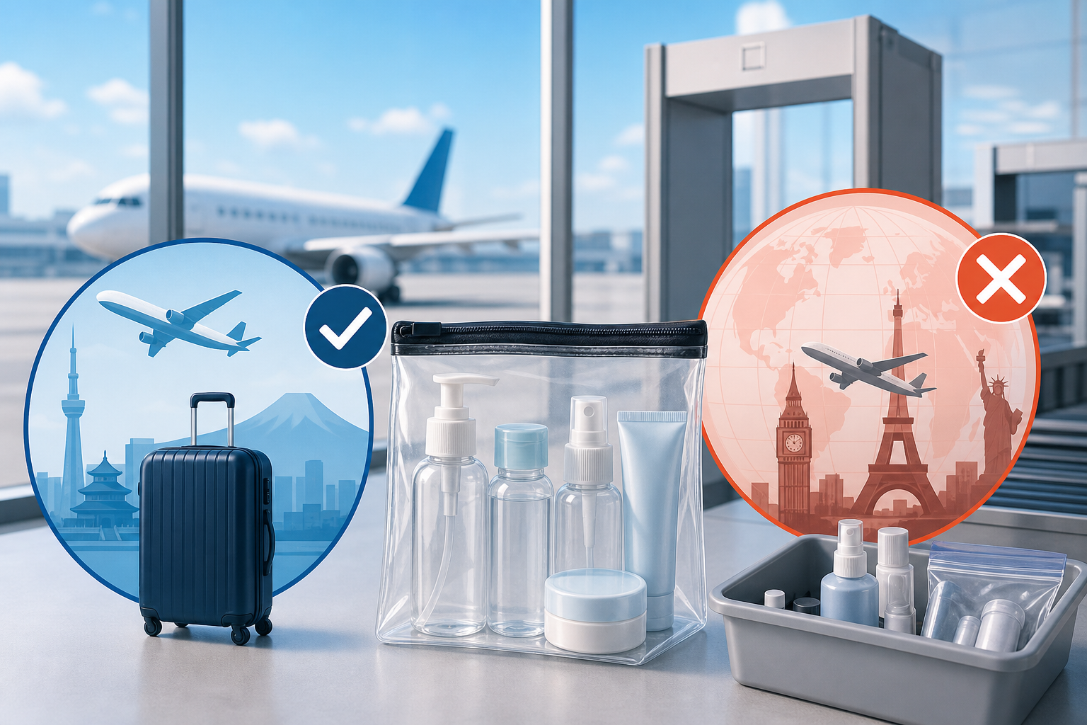 飛行機に液体はどこまで持ち込める？国内線・国際線のルールをわかりやすく解説